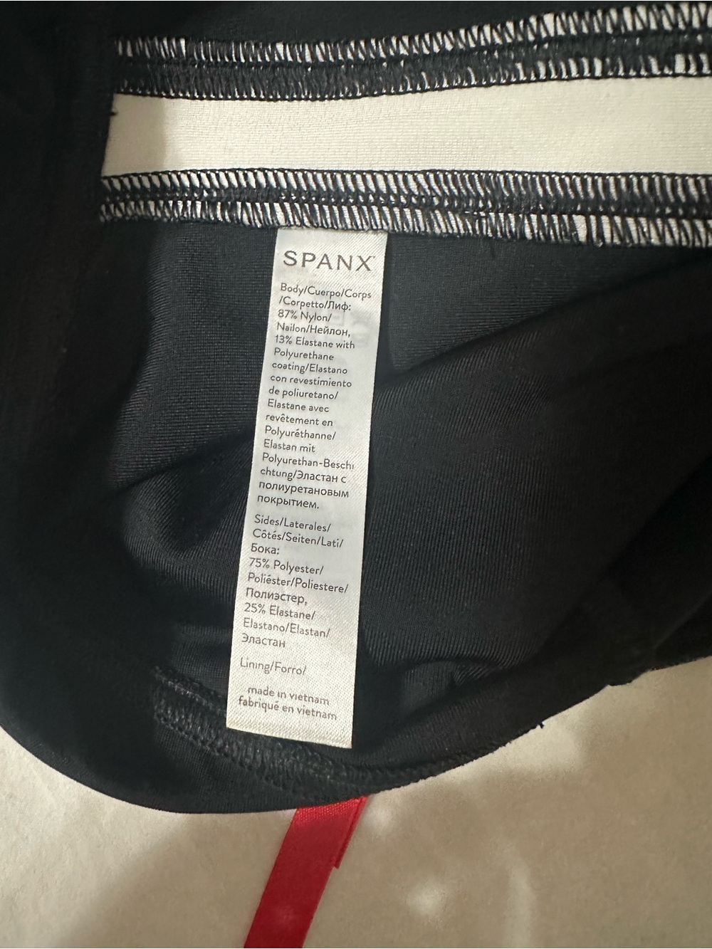 SPANX Black Striped Faux Leather Leggings - Picture 4 of 6